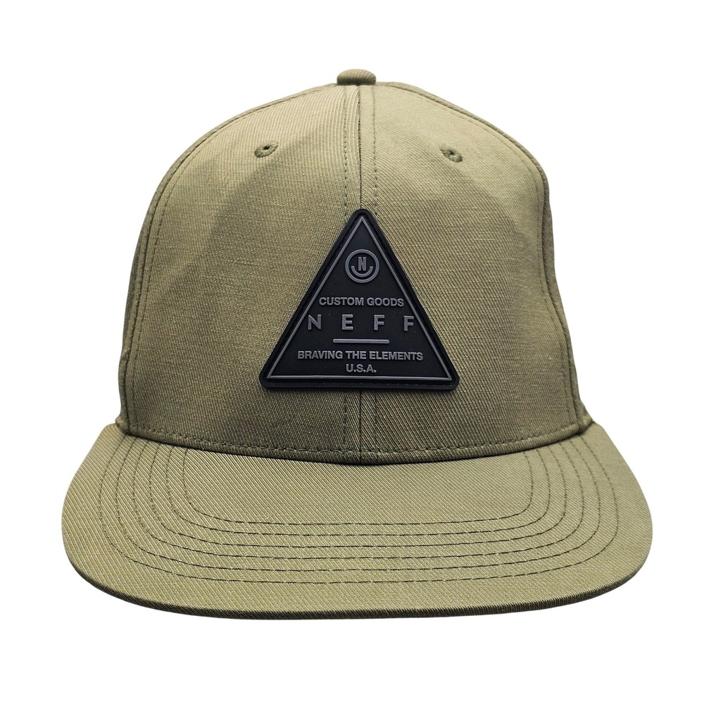 Neff Hat Cap Olive Green Triangle Rubber Patch Snapback Braving The Elements